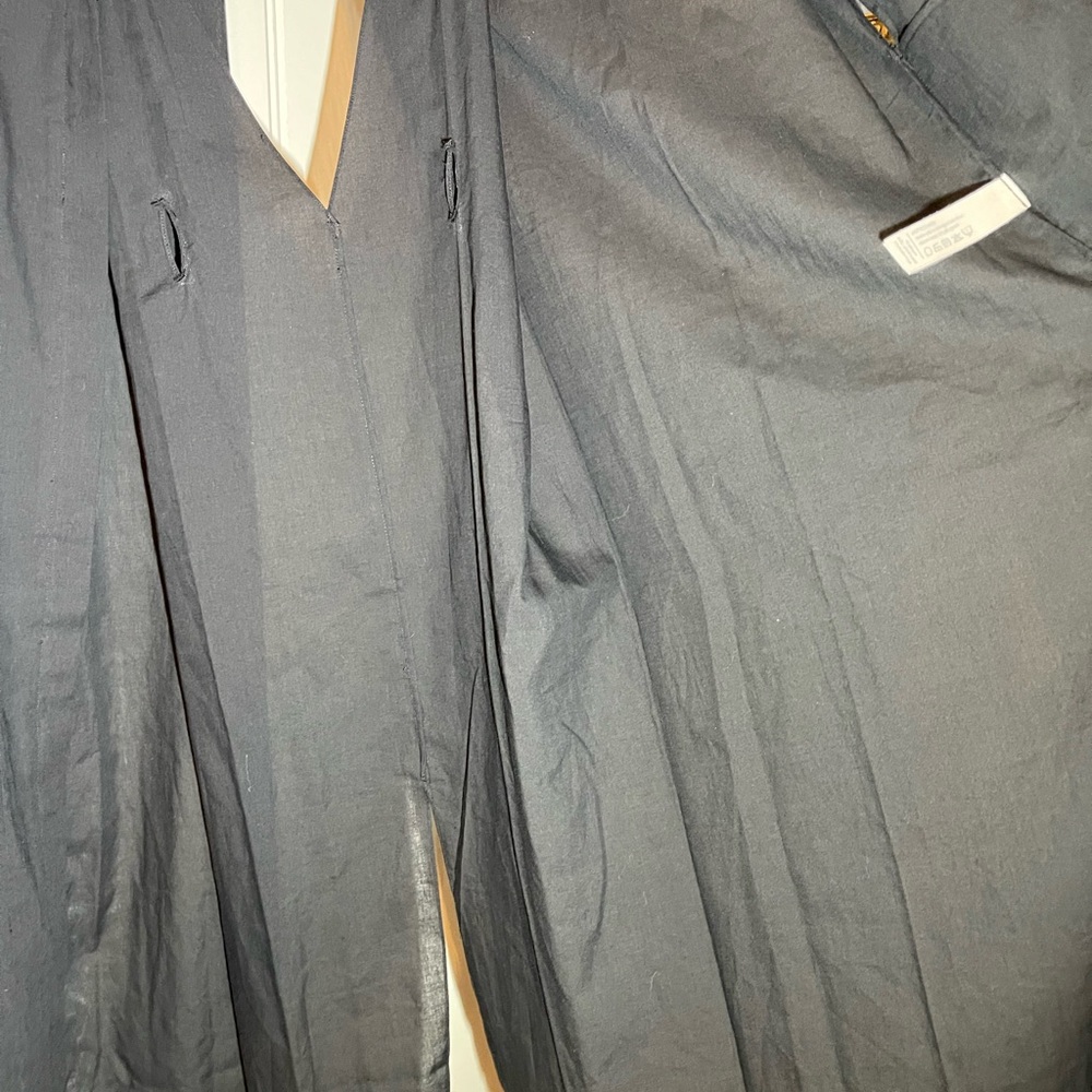 Eyn Vas Black Lightweight Cotton V-Neck Shirtdress Oversized Minimalist NWT - Picture 11 of 12